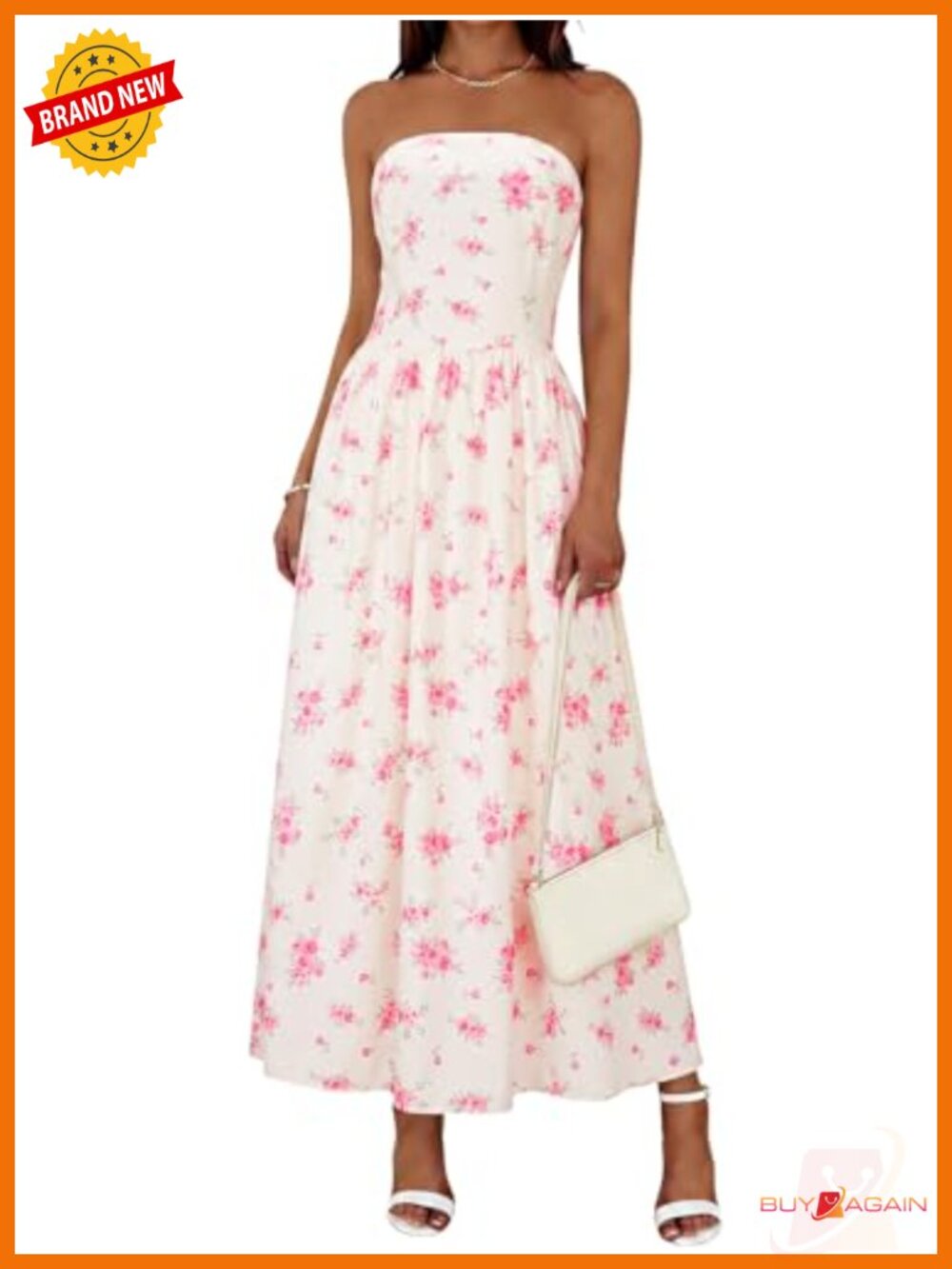 Wenrine Strapless Maxi Dress Women Summer Polka Dot A-Line Tube Dress